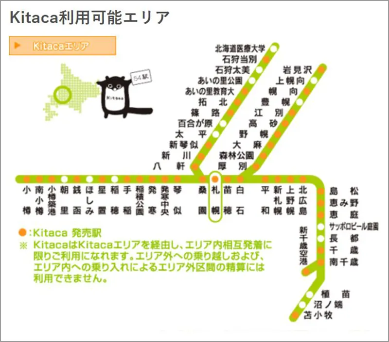 北海道では電子マネーは「Kitaca」です。Suicaと同じように使えます。